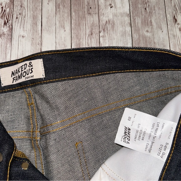 Naked and Famous Left Hand Twill Selvedge %100 cotton Denim Jeans Super Guy fit - Picture 4 of 6